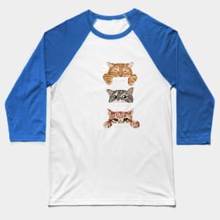 Cat Relax curious cautious Baseball T-Shirt